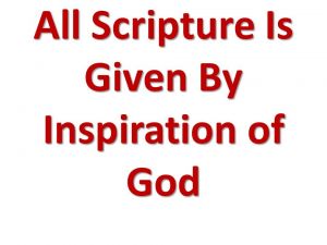 The Bible 'IS' the Inspired Word Of God - Video Post
