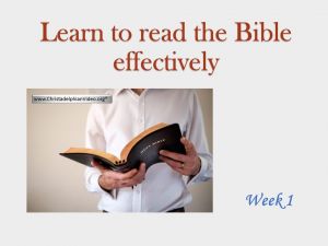 Learn to read the Bible Effectively Video Seminars