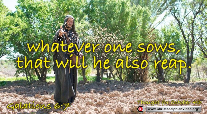 Daily Readings and Thought for October 4th. “WHATEVER ONE SOWS, THAT WILL HE ALSO REAP”