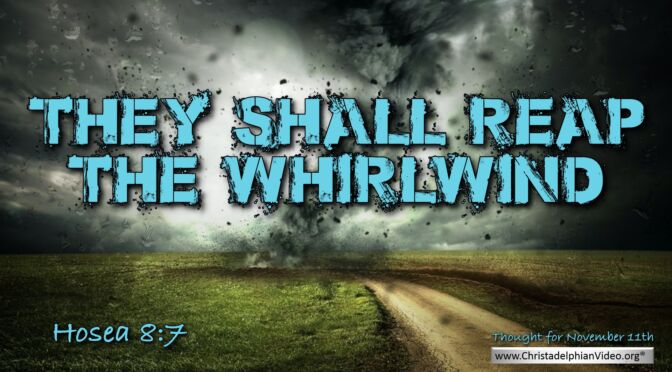 Daily Readings and Thought for November 11th. “THEY SHALL REAP THE WHIRLWIND”
