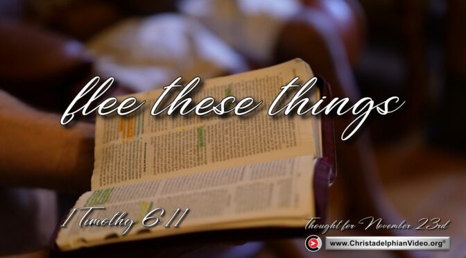 Daily Readings and Thought for November 23rd.  “FLEE THESE THINGS.  PURSUE …”